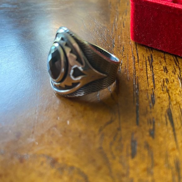 925 Sterling Sliver Men's Ring with Genuine Stone - Picture 6 of 7